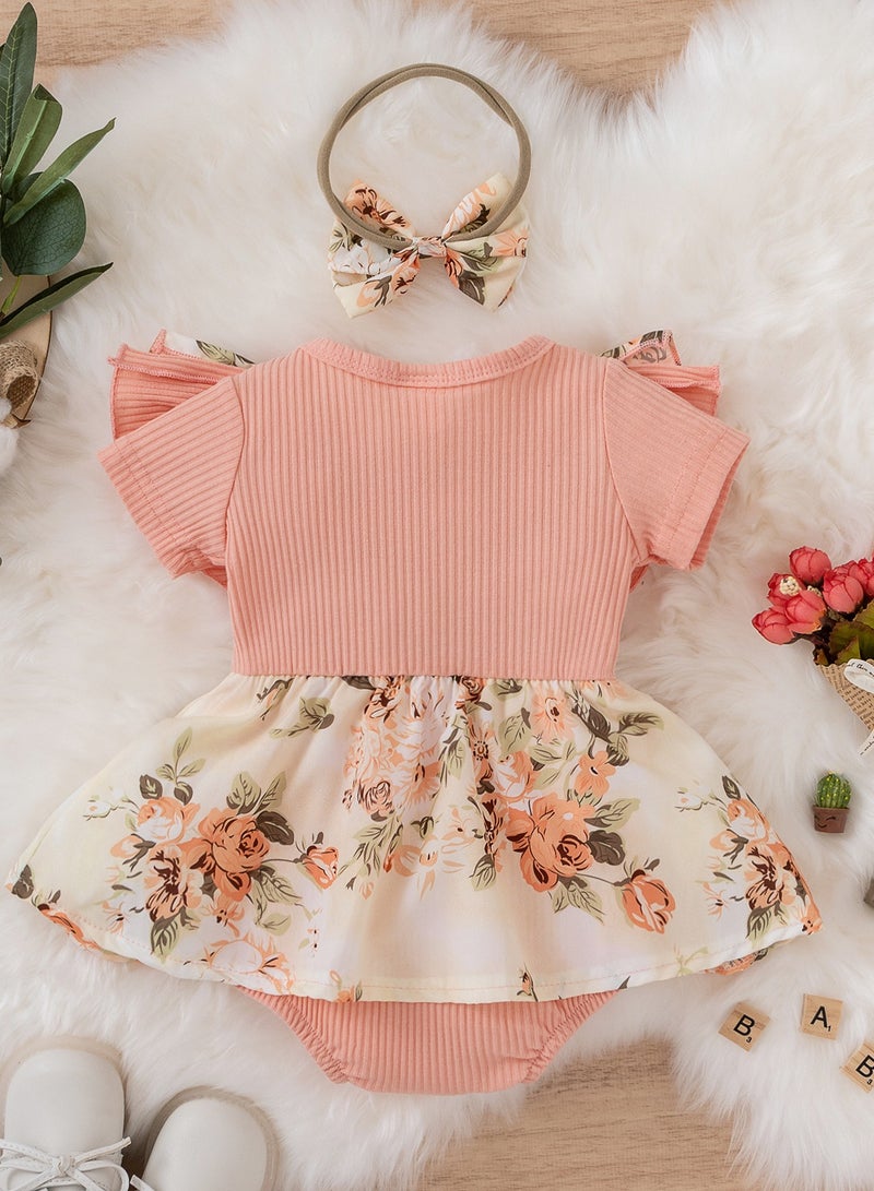 Baby Girl Floral Bodysuit – Soft Newborn Romper, Infant Clothes, Baby Gift Set – 70cm - Image 2