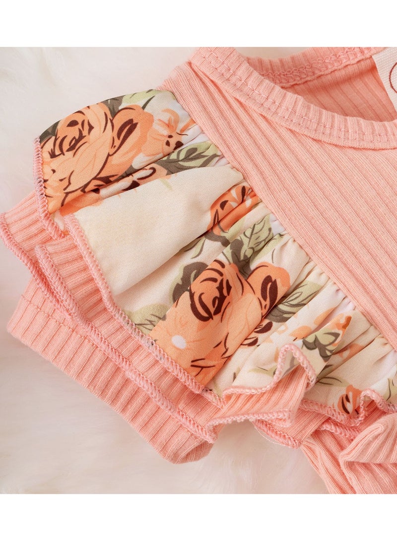 Baby Girl Floral Bodysuit – Soft Newborn Romper, Infant Clothes, Baby Gift Set – 70cm - Image 3