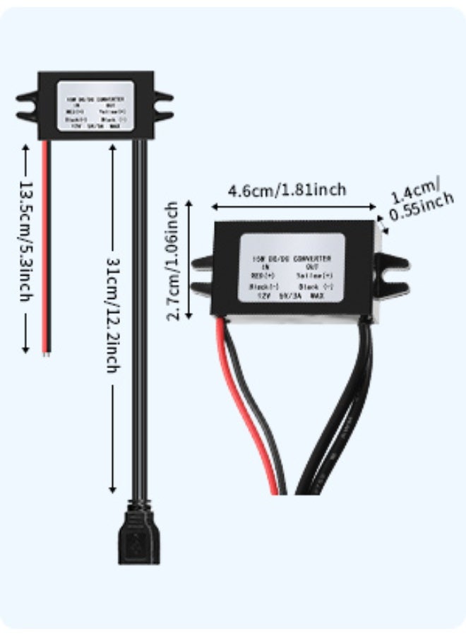 سانموجيد محول تيار مستمر من 12 فولت إلى 5 فولت 3 أمبير 15 واط، وحدة باك تيار مستمر، منظم جهد مخفض، محول طاقة السيارة، محول طاقة الإخراج - Image 3