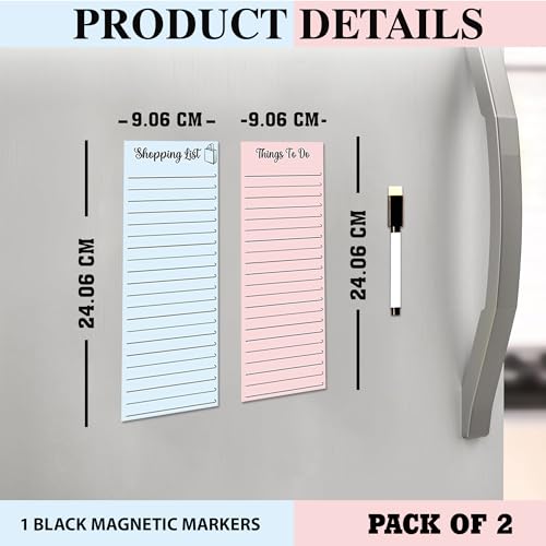 True Flair Shopping List with to Do List Magnetic Grocery Fridge Magnet, 9x24 cm with Marker (Blue & Light Pink, Medium) - Image 4