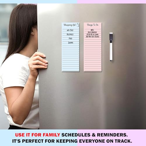 True Flair Shopping List with to Do List Magnetic Grocery Fridge Magnet, 9x24 cm with Marker (Blue & Light Pink, Medium) - Image 3