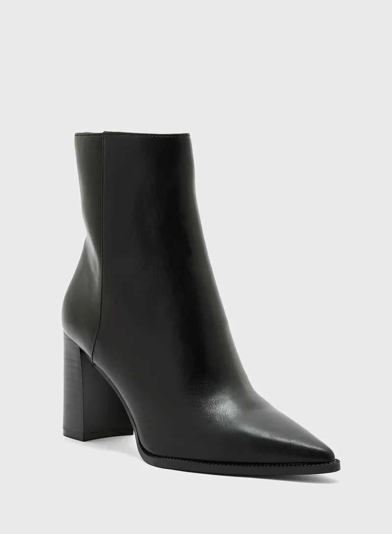 MANGO Zipped Through Pointed Ankle Boot