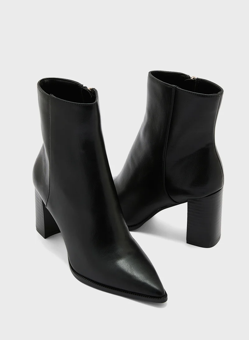 MANGO Zipped Through Pointed Ankle Boot