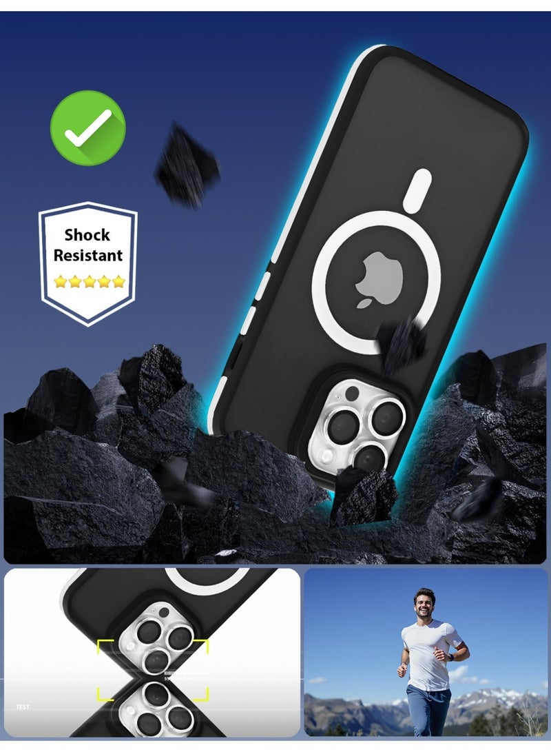 زاديوس جراب هاتف متوافق مع ايفون 13 برو ماكس - مقاوم للصدمات باللون الأسود غير اللامع مع لمسات بيضاء متوافق مع الشواحن اللاسلكية - Image 5