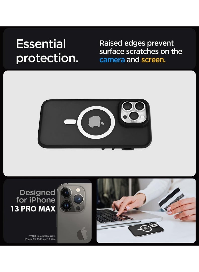 زاديوس جراب هاتف متوافق مع ايفون 13 برو ماكس - مقاوم للصدمات باللون الأسود غير اللامع مع لمسات بيضاء متوافق مع الشواحن اللاسلكية - Image 4