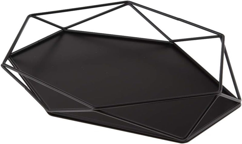 klarakoJewelry Organizer Geometric Jewelry Tray Storage Vanity Tray Decorative Trays for Perfume Organizer Jewelry Holder for Ring Earrings Necklace klarakoBlack, 28x18x3.8cm - Image 2