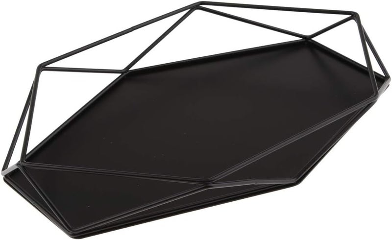 klarakoJewelry Organizer Geometric Jewelry Tray Storage Vanity Tray Decorative Trays for Perfume Organizer Jewelry Holder for Ring Earrings Necklace klarakoBlack, 28x18x3.8cm - Image 4