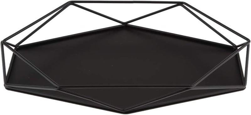 klarakoJewelry Organizer Geometric Jewelry Tray Storage Vanity Tray Decorative Trays for Perfume Organizer Jewelry Holder for Ring Earrings Necklace klarakoBlack, 28x18x3.8cm - Image 1