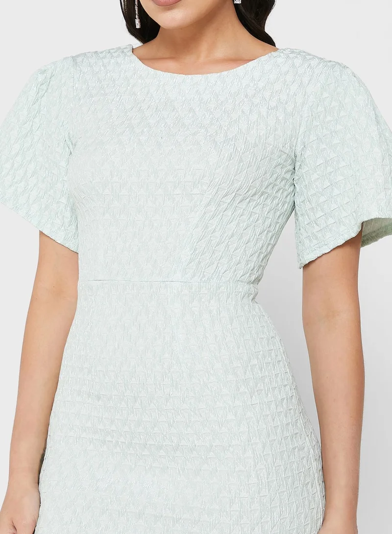Closet London Textured Puff-Sleeve Dress