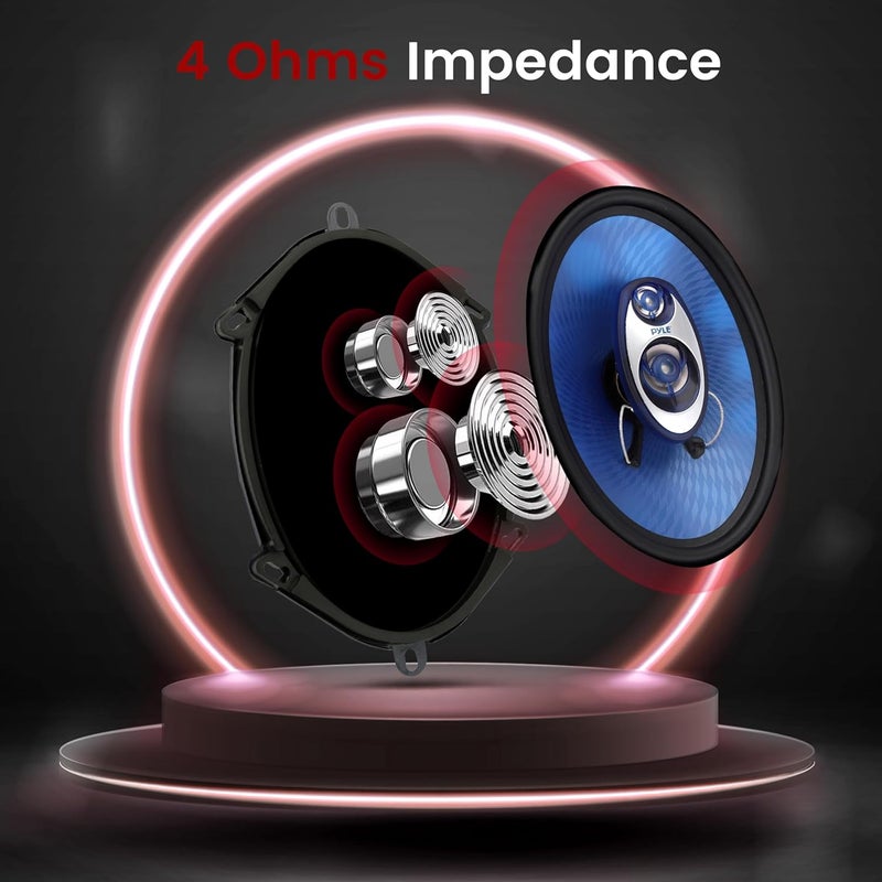 Pyle مكبر صوت سيارة 5” x 7” (زوج) - مخروط بولي أزرق محسن 3-طرق 300 واط مع محيط مطاطي بوتيل غير متعب 80-20Khz استجابة ترددية 4 أوم و 1" لفائف صوت ASV - PL573BL - Image 4