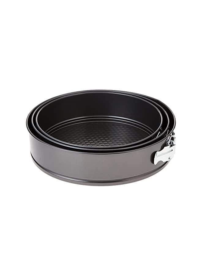 PROMASS طقم صواني خبز دائرية بقاع قابل للإزالة غير لاصق 3 قطع 7'' 8'' 9'' صينية كعكة آمنة في غسالة الصحون من الدرجة الغذائية مع مقاومة للحرارة للفرن المحمصة كعكة الجبن - Image 3