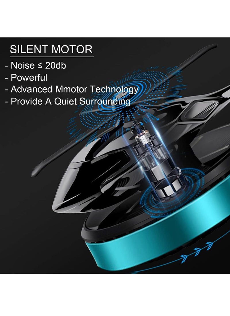 TIGER Car Air Fresheners, Al Alloy Solar Powered Rotating Incense Helicopter Diffuser – Stylish Home & Car Décor, Aromatherapy Essential Oil Diffuser, Blue - Image 3