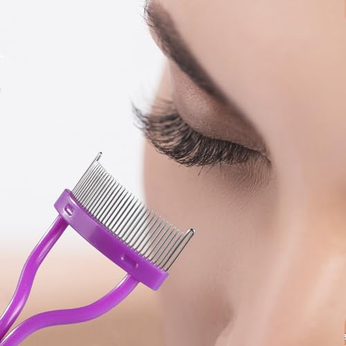 MSQ Eyelash Comb Eyebrow Brush MSQ Eyelash Separator Mascara Applicator Eyelash Definer With Comb Cover Arc Designed Cosmetic Brushes Tool (Purple) - Image 2