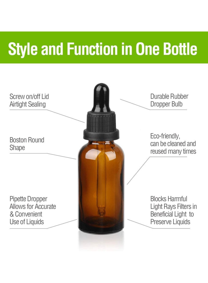 سيوسي 30 مللي زجاجة قطارة كهرمانية زجاجات زجاجية فارغة للعين مع ماصة عينة صغيرة لموزع الزيوت العطرية للتدليك زيت التجميل مزيج 6 قطع - Image 5