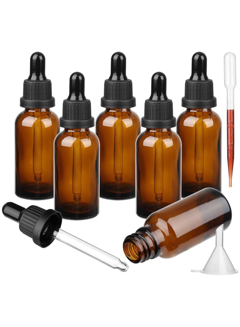 سيوسي 30 مللي زجاجة قطارة كهرمانية زجاجات زجاجية فارغة للعين مع ماصة عينة صغيرة لموزع الزيوت العطرية للتدليك زيت التجميل مزيج 6 قطع - Image 1