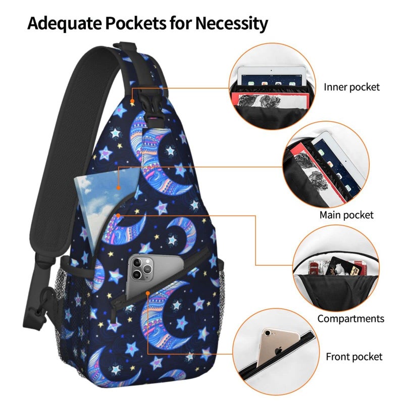bassyil Blue Moon Sling Bag Crossbody Travel Hiking Chest Backpack Shoulder Daypack for Women Men - Image 5