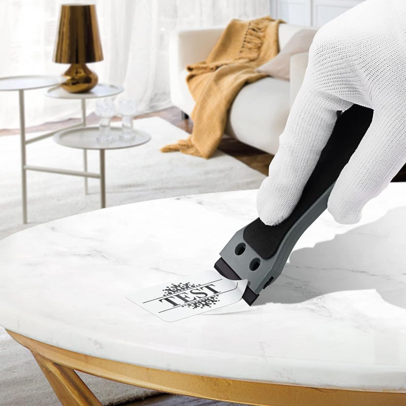 Ehdis 2pcs Plastic Razor Scraper 6-inch Long Handle Adhesive Remover Tool with 100 Double-Edge Blades for Window Tint Vinyl Scraper Decal Sticker Glue Remover (grey) - Image 2