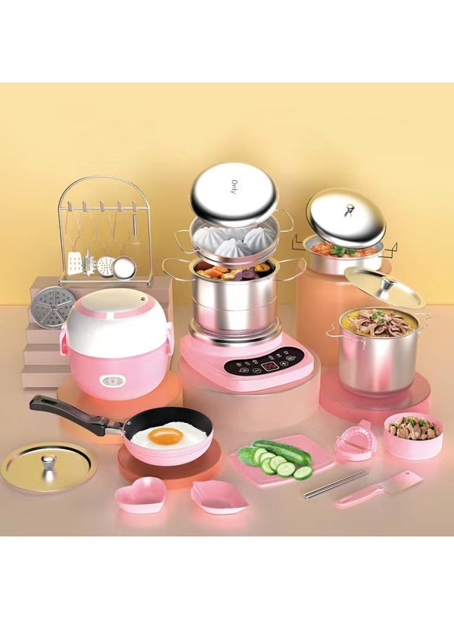 Mini Kitchen Set Cooking Toys For Girls Children's Real Cooking Educational Toys Complete Kitchenware Set For Girls-Specifications:[24-piece Set] E-commerce Packaging-blue
