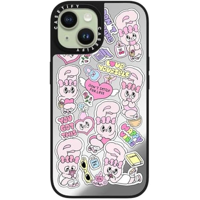 Casetify Mirror iPhone 15 Case 【Reflective / 4.9ft Drop Protection/Compatible with Magsafe】 - You Got This - Silver on Black - Image 3