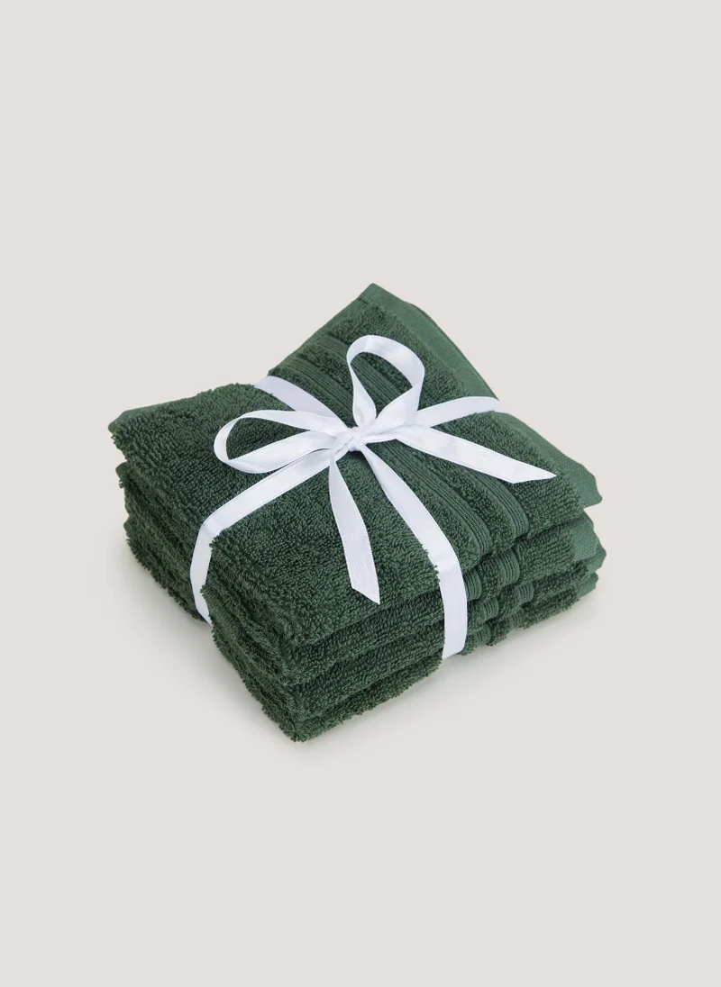 Matalan 4 Pack Tropical Green 100% Egyptian Cotton Face Cloths
