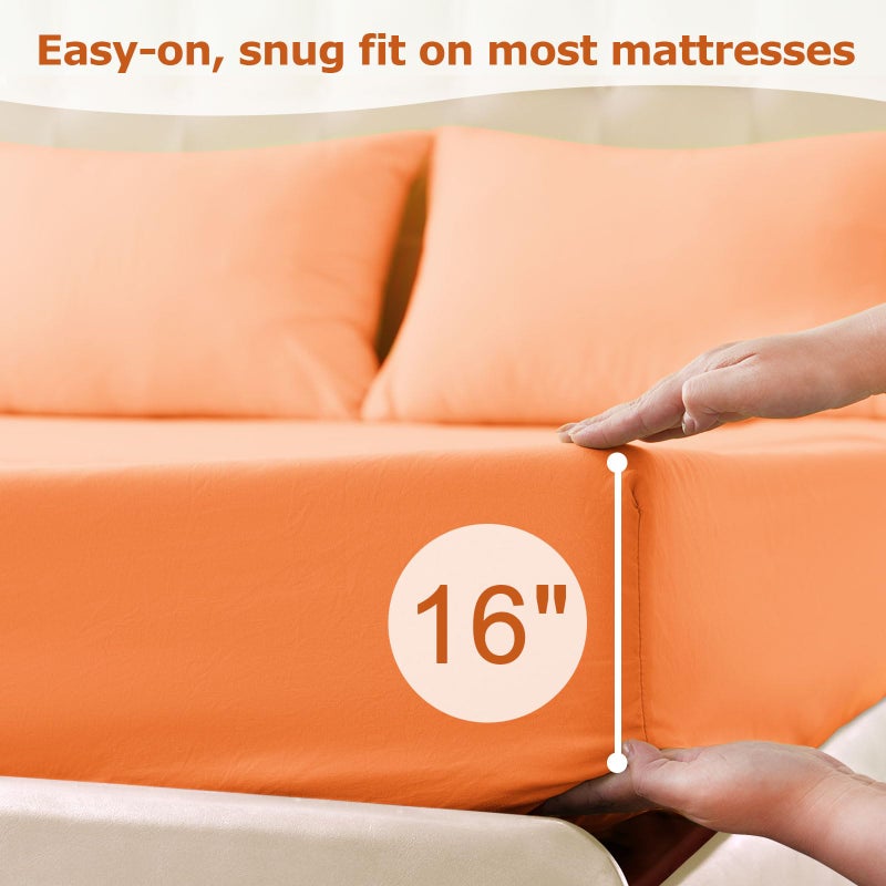 Homilay Full Size Bed Sheet Set - 4 Piece Soft Microfiber Sheets with Deep Pockets  Cooling Technology  and Wrinkle-Free Pillowcase. Hotel-Quality  Durable Bedding  Peach Fuzz - Image 4