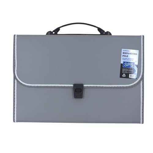 SPS 13 Pocket Expanding File Folder with Buckle Closure,Label Index and Handle for A4/Foolscap/Legal Documents (Grey) - Image 4