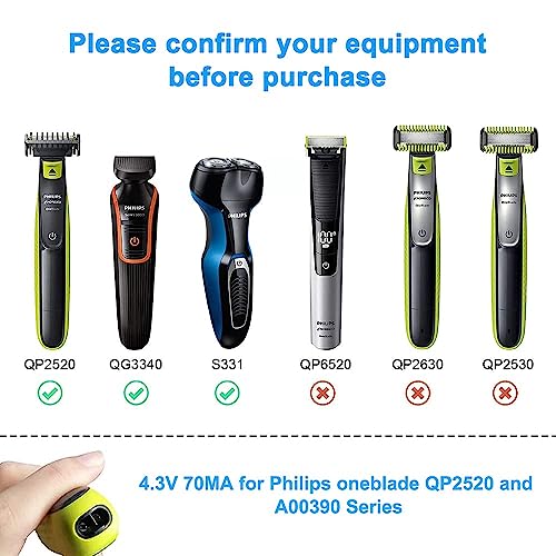 CRYSTALOPRO Electric Shaver 4.3V Replacement Adapter Power-Supply Cord, for Phiilips A00390 4.3V 70mA for Phiilips Norelco oneblade Charger QP2520 Compatible with QP2520/90, QP2520/70, QP2520/72 - Image 4