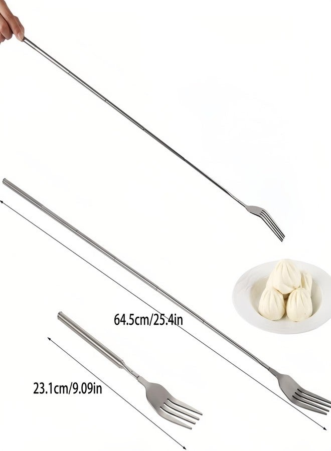 CartHome 2pcs Extendable Fork Set, Fork Set, Telescopic Dining Utensils for Outdoor Cooking and Camping - Image 2