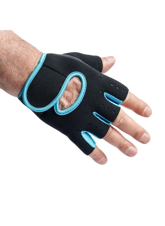 Move On Sport Support Gloves, XXL Size, Black with Blue Trim, Fingerless Design, Moisture Releasing, for Muscle and Joint Support - Image 4