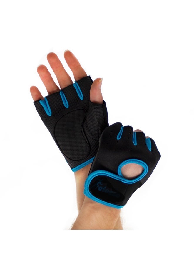 Move On Sport Support Gloves, XXL Size, Black with Blue Trim, Fingerless Design, Moisture Releasing, for Muscle and Joint Support - Image 2
