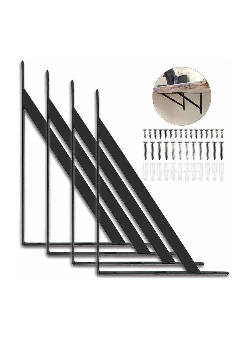 KNP KNP 4Pcs Black Triangle Shelf Brackets 13" x 20" Crafted for both style and strength, these brackets feature a contemporary triangle design  - Image 1