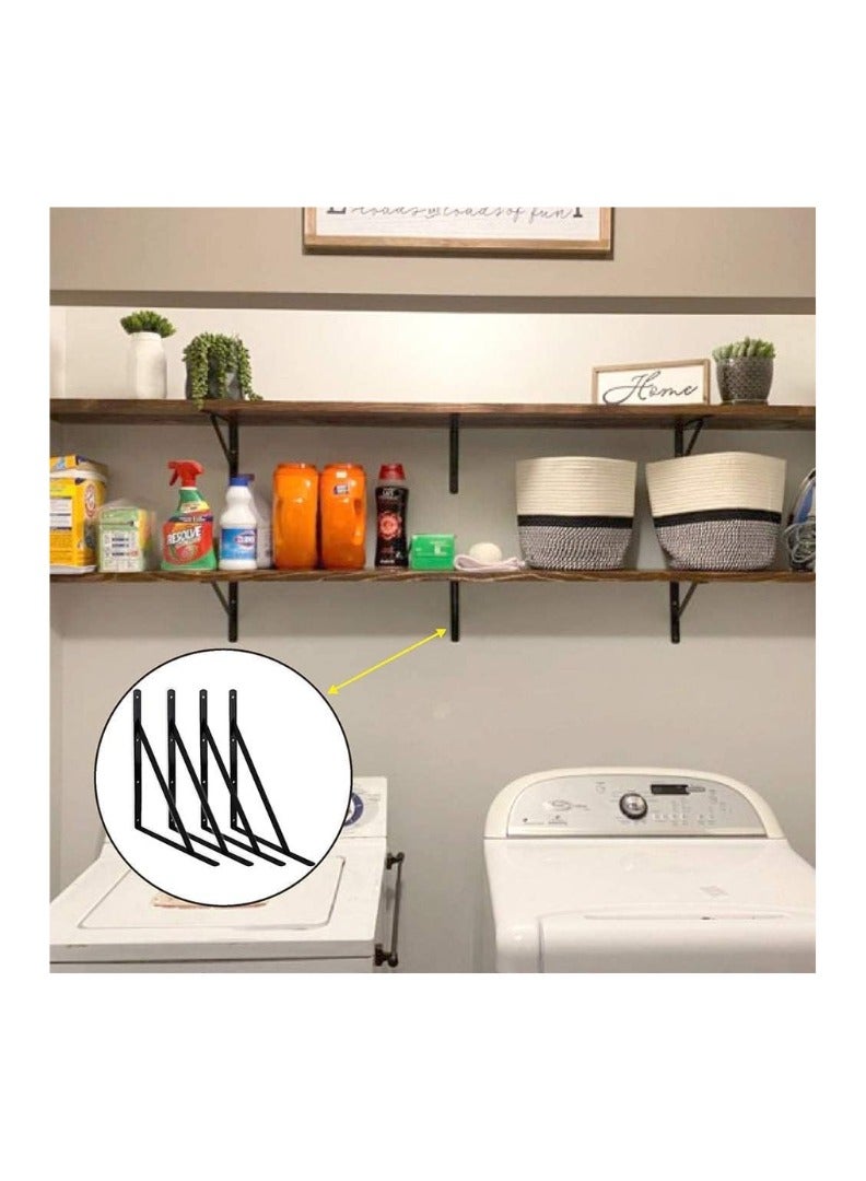 KNP KNP 4Pcs Black Triangle Shelf Brackets 13" x 20" Crafted for both style and strength, these brackets feature a contemporary triangle design  - Image 2