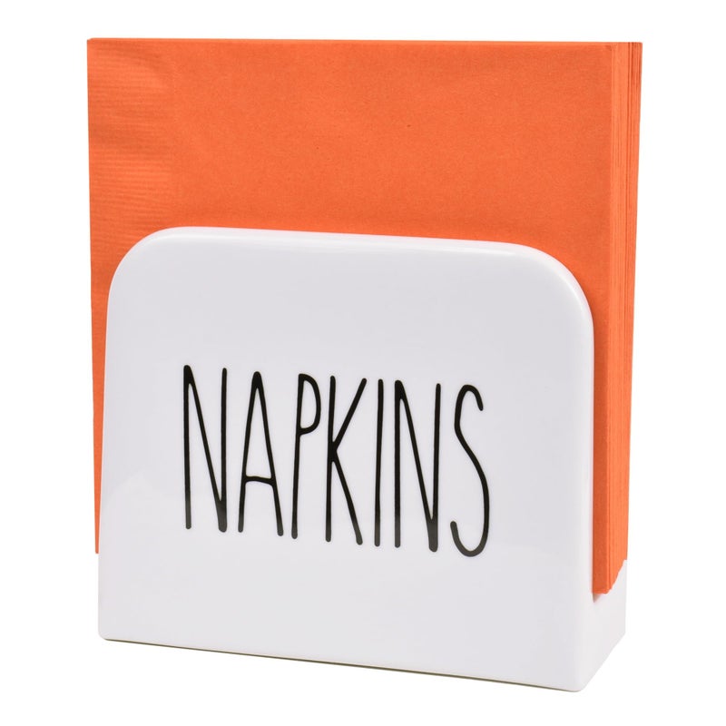 Heartland Home Porcelain White Napkin Holder Large Napkin Dispenser for Cocktail or Luncheon Napkins Vertical Napkin Holders for Kitchen Tables and Outdoor Farmhouse White and Black Servilletero