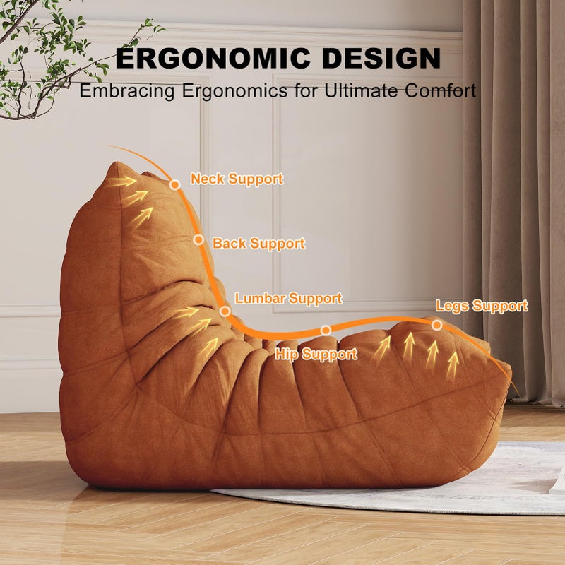 Snug Sofee Bean Bag Chair for Adults, Bean Bag Sofa - Adult Size with Soft Waterproof Fabric for Living Room, Apartments, Reading Corner, Gaming, and Movie Venue (DarkOrange) - Image 3