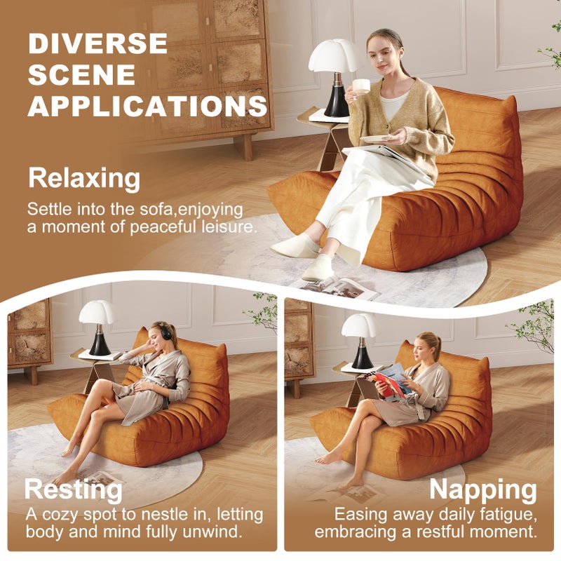 Snug Sofee Bean Bag Chair for Adults, Bean Bag Sofa - Adult Size with Soft Waterproof Fabric for Living Room, Apartments, Reading Corner, Gaming, and Movie Venue (DarkOrange) - Image 4