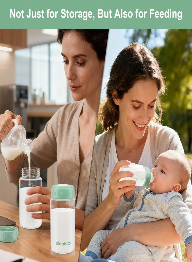 ٦ زجاجات تخزين حليب الثدي متوافقة مع مبرد حليب الثدي Momcozy سعة ٢٢ أونصة، زجاجات تخزين للثلاجة، زجاجات أطفال واسعة العنق للشفط تناسب حافة Spectra/Motif Luna، سعة ٩.٥ أونصة، لون أخضر - Image 5