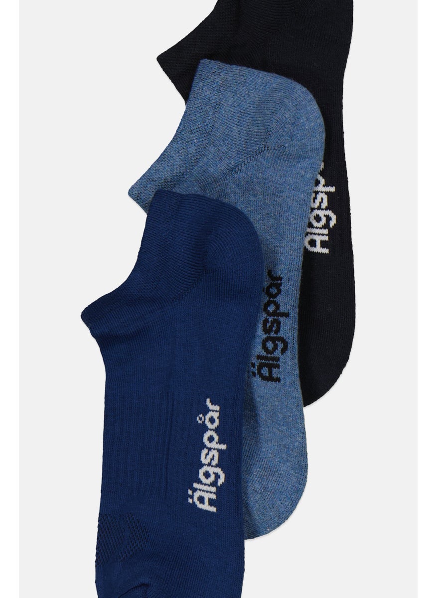 Algspar Men 3 Pairs Brand Logo Ankle Socks, Multicolor  - Image 2