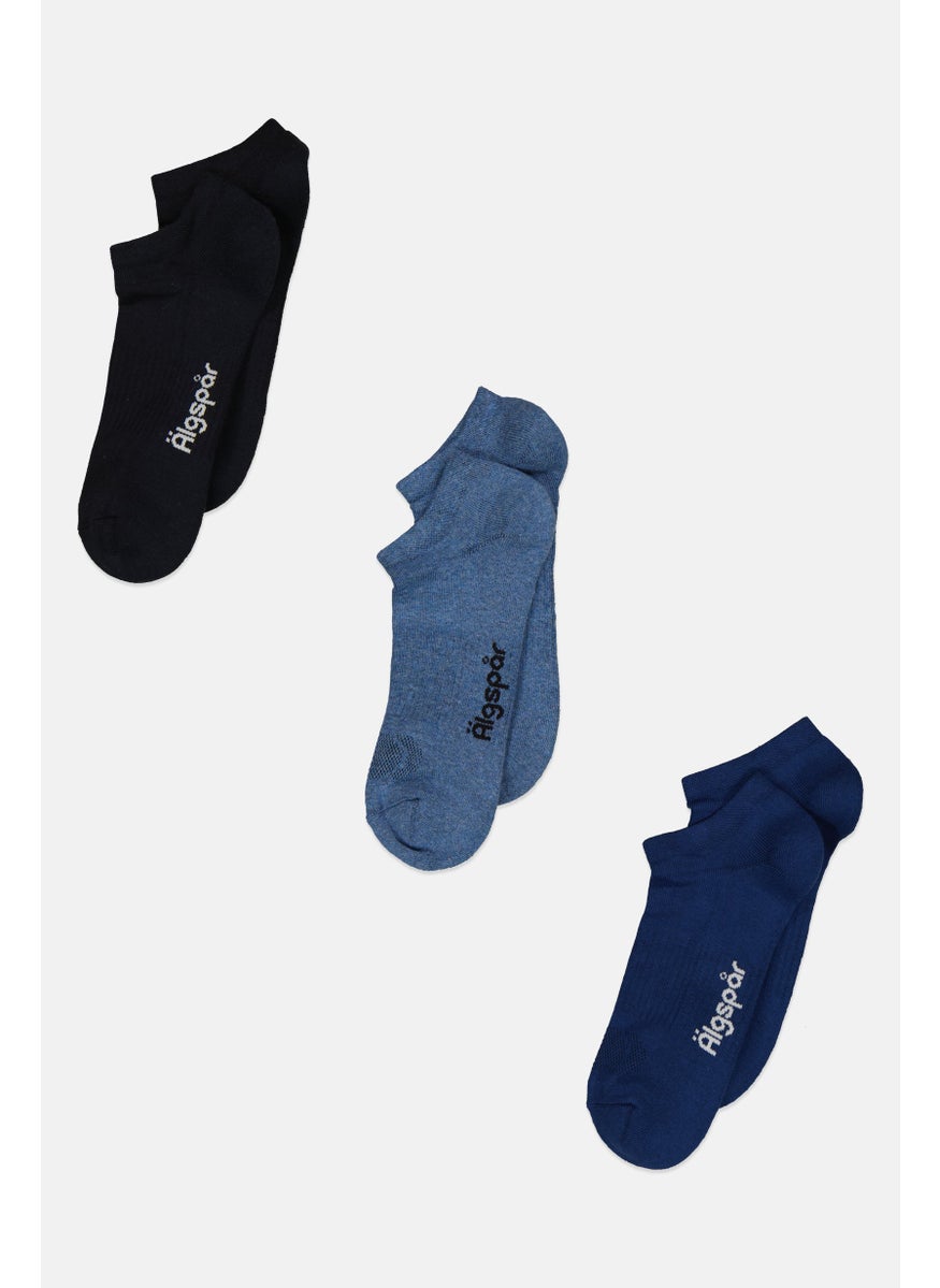 Algspar Men 3 Pairs Brand Logo Ankle Socks, Multicolor  - Image 1