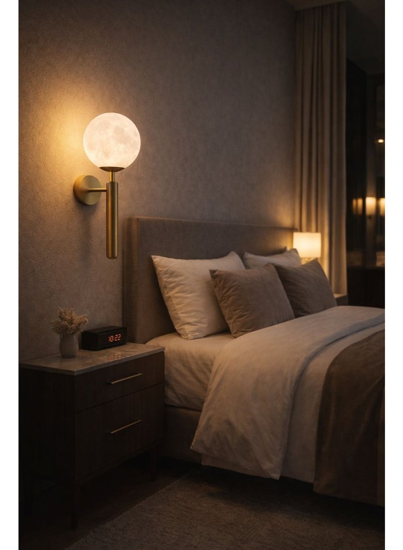 Golden Metal wall light with spherical elegant design using E27 bulb, length 33 cm and width 18 cm for bedrooms - Image 4