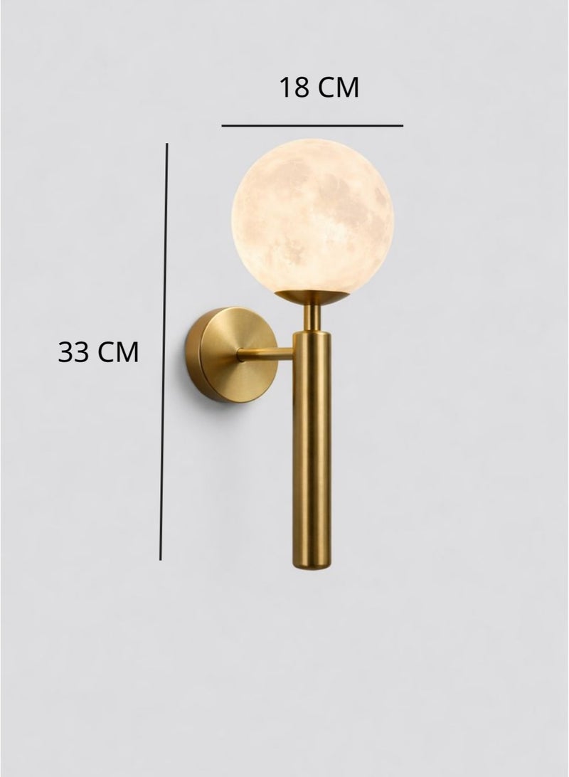 Golden Metal wall light with spherical elegant design using E27 bulb, length 33 cm and width 18 cm for bedrooms - Image 5