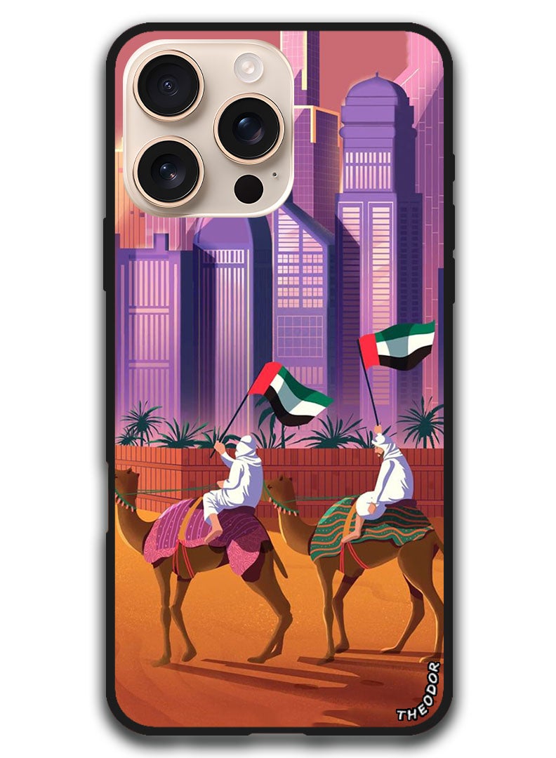 Theodor Protective Case Anti Scratch Shock Proof Bumper Cover For iPhone 16 Pro Max (6.9)-inch Camel Uae Flag - Image 1