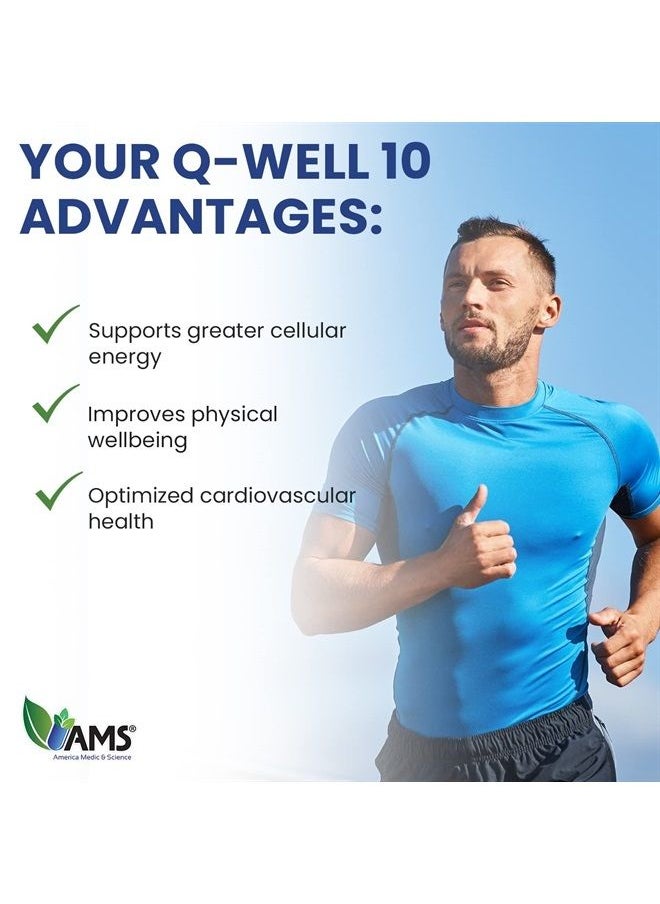 America Medic & Science - Q-Well-10 (60 Count) |  CoQ10 200mg Softgels | Nutritional Supplement with Coenzyme Q10 and Vitamin E | High Absorption Antioxidant for Enhanced Wellness and Heart Health - Image 1
