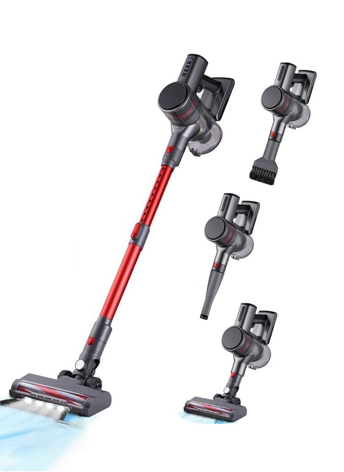 Joshberg 6 in 1 Cordless Vacuum Cleaner,9500Pa/150W Upright Stick Vacuum Cleaner, Wirless Cleaner for Home Hardwood Floor, Carpet, Pet Hair, Car Red/Grey  - Image 1