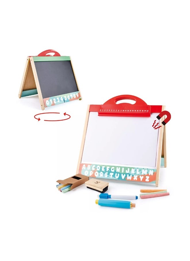 Hape Hape Store & Go Easel Folding Double-sided Tabletop Blackboard & Whiteboard with Chalk  - Image 4