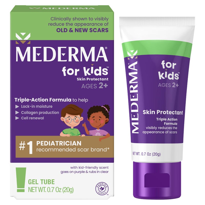 Mederma Scar Gel for Kids, Reduces the Appearance of Scars, 1 Pediatrician Recommended, Goes on Purple, Rubs in Clear, Kid Friendly, Grape Scent, 0.70 Oz - Image 1