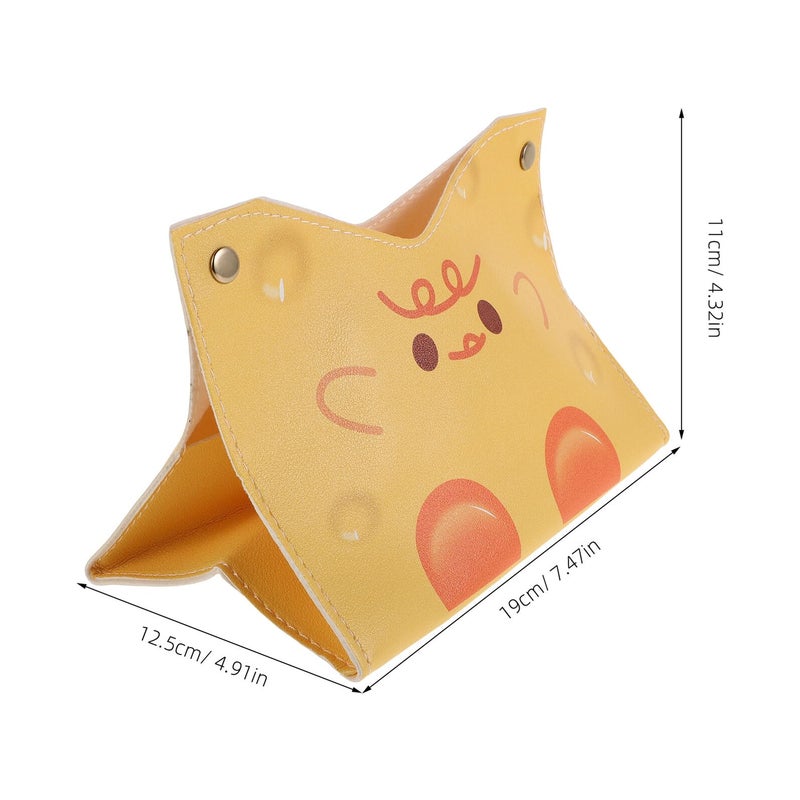 Cute Yellow Cheese Design PU Leather Tissue Box Cover For Kitchen Bathroom Countertop - Image 3