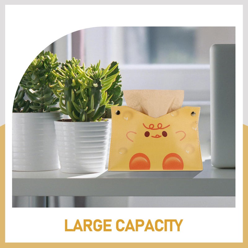 Cute Yellow Cheese Design PU Leather Tissue Box Cover For Kitchen Bathroom Countertop - Image 4