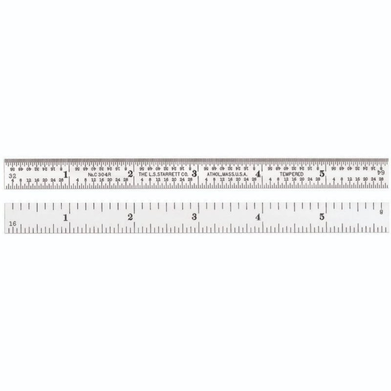 Starrett Starrett Full Flexible Steel Rule with Satin Chrome Finish Quick Reading and Inch Graduations  6 Length 4R Graduation Type 164 Thickness  C304R6  - Image 1