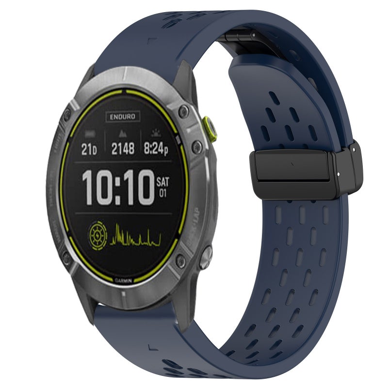 S-TOP For Garmin Enduro Hole Folding Buckle 26mm Silicone Watch Band(Midnight Blue) - Image 1