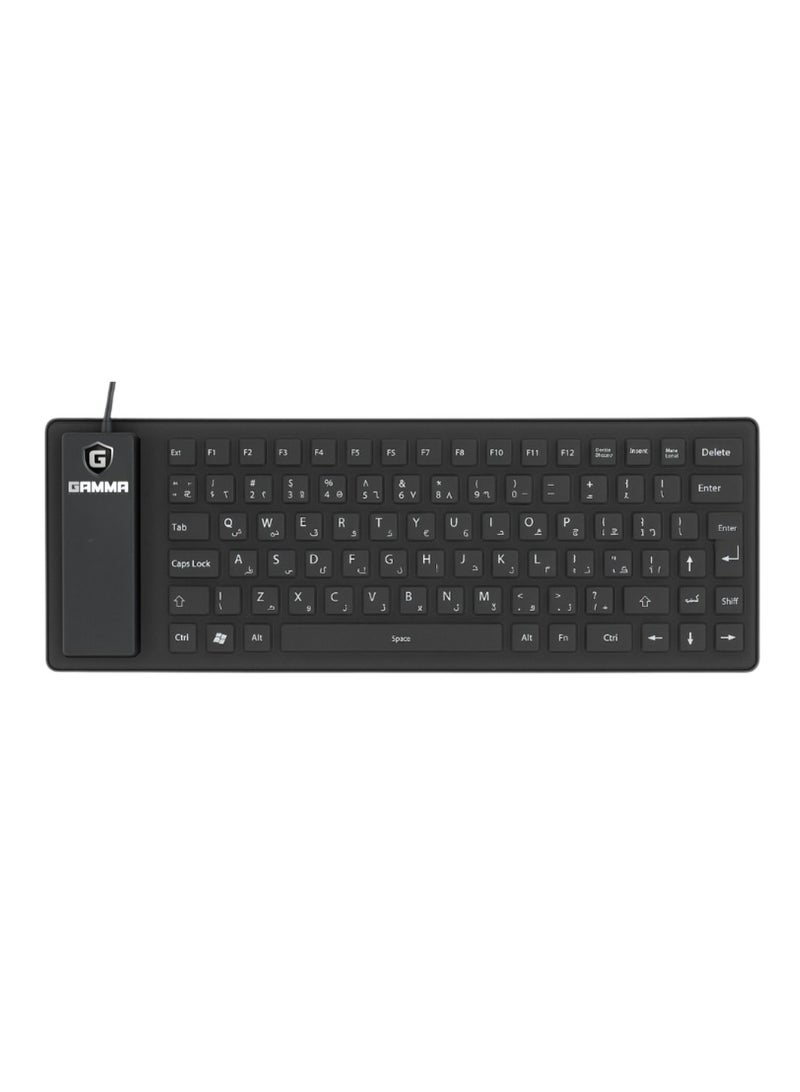 جاما كيبورد سيليكون مرن وقابل للطي من Gamma Tech K10 | مقاوم للماء والغبار | توصيل USB مباشر | تصميم محمول وسهل التخزين - Image 1